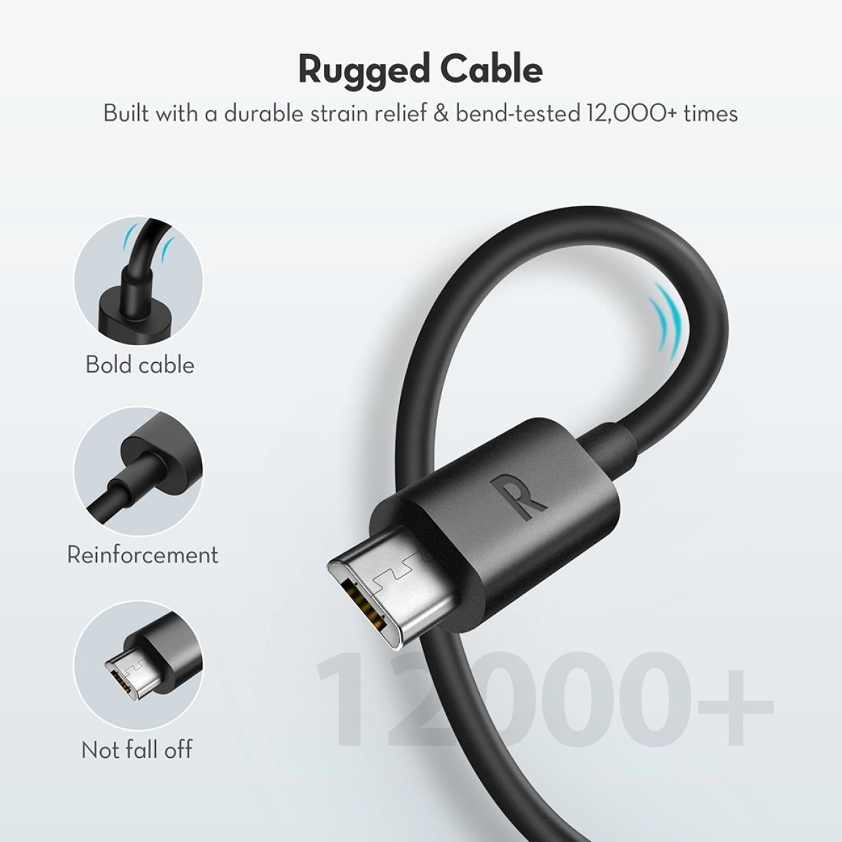 کابل تبدیل USB-A به MIcro-USB راو پاور مدل RP-CB043 طول 100 سانتی متر