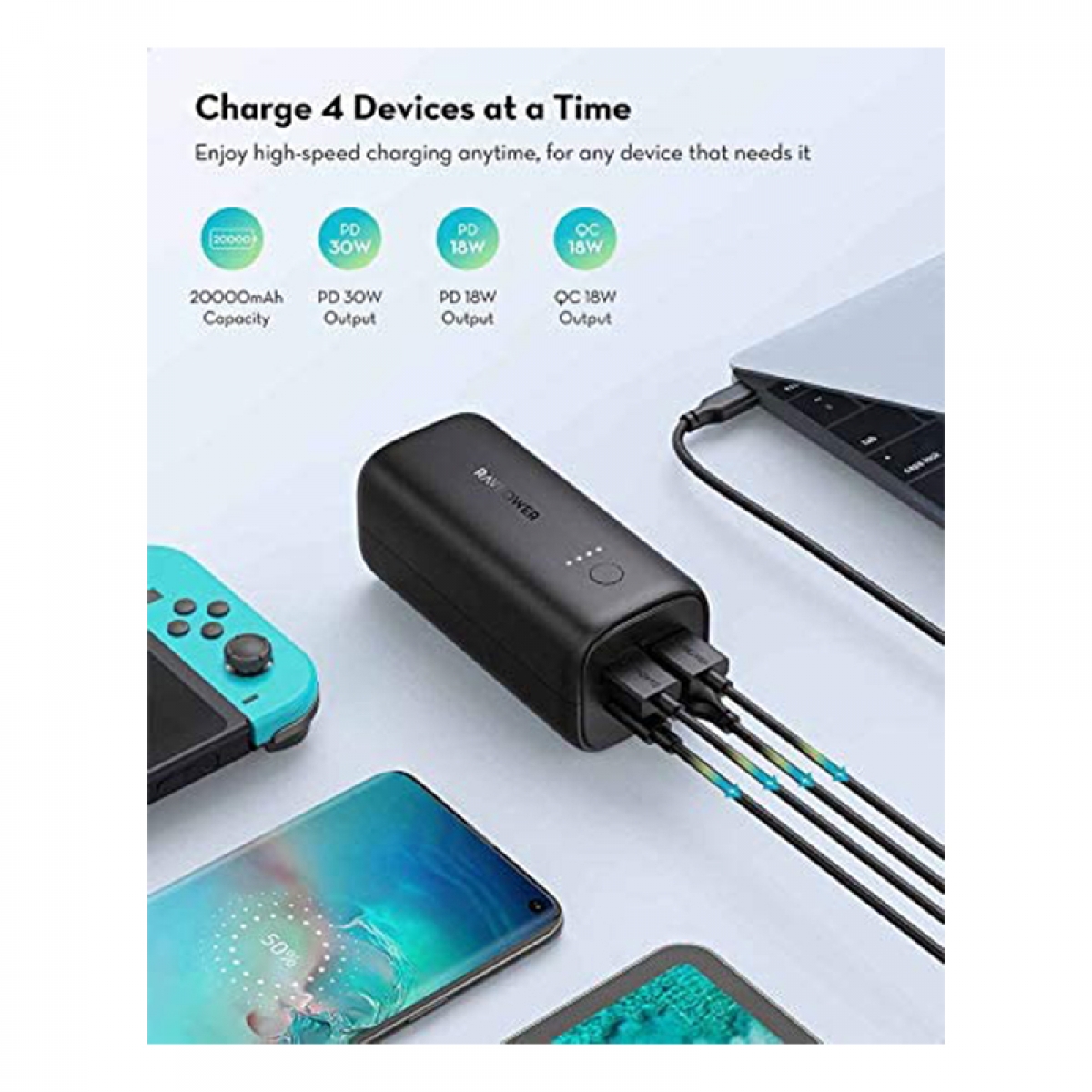 پاوربانک 20000mAh راوپاور مدل RAVPOWER RP-PB208