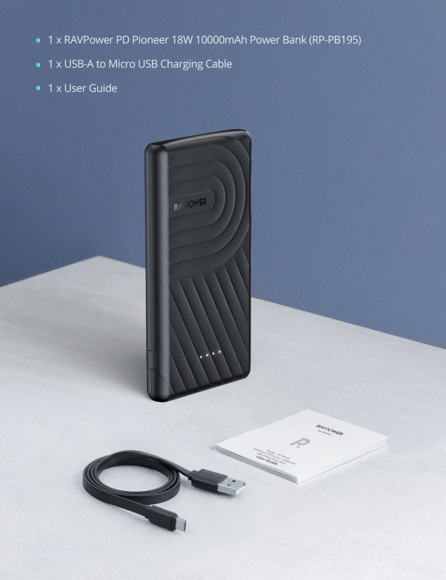 پاوربانک راوپاور مدل RP-PB195 ظرفیت 10000 میلی آمپرساعت