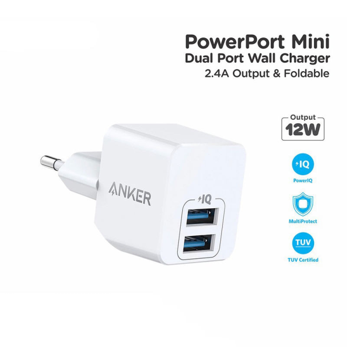 شارژر دیواری انکر Anker A2620 + USB DUALPORT 24W
