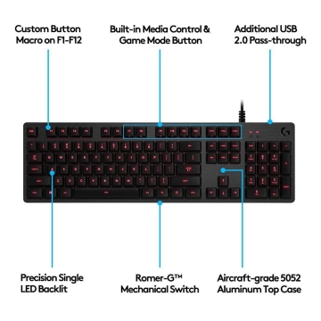 کیبورد مخصوص بازی لاجیتک مکانیکال مدل LOGITECH G413 CARBON Mechanical Gaming Keyboard